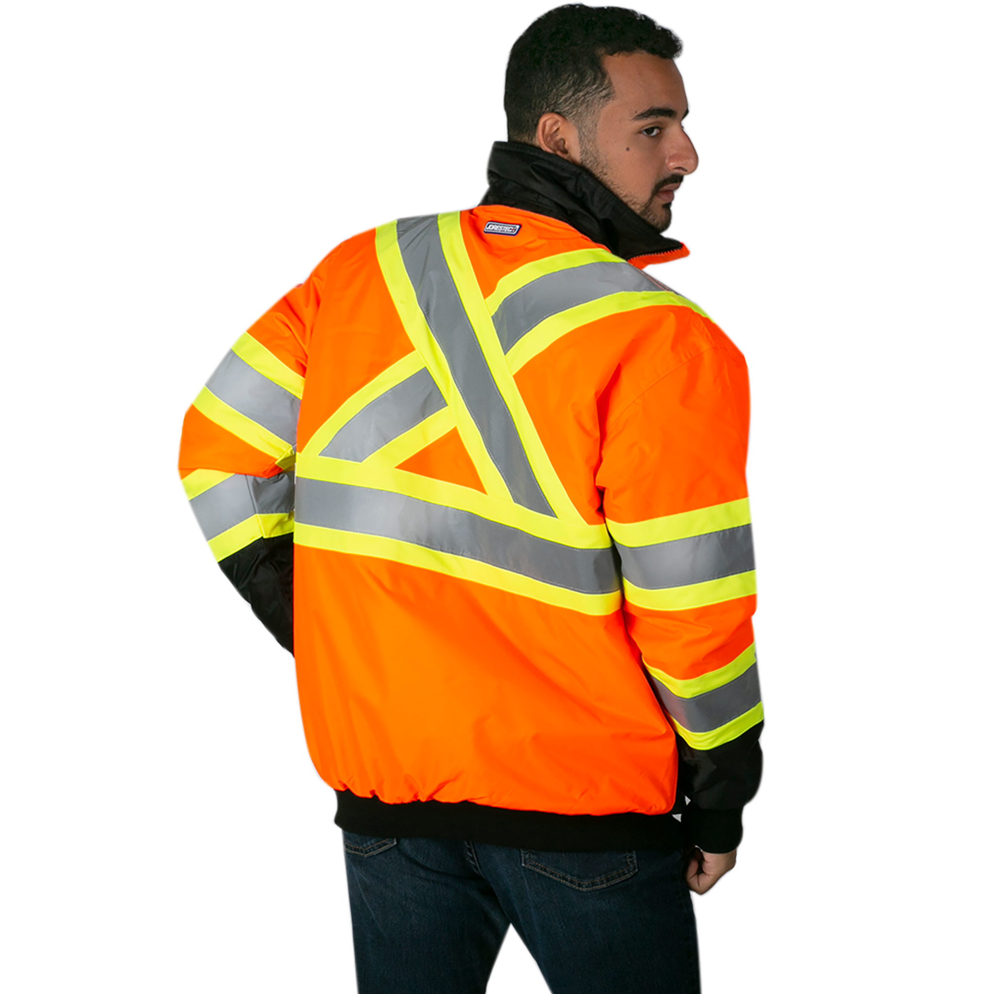 Hi-Vis X-Back Two-Tone Safety Bomber Jacket with Reflective Stripes