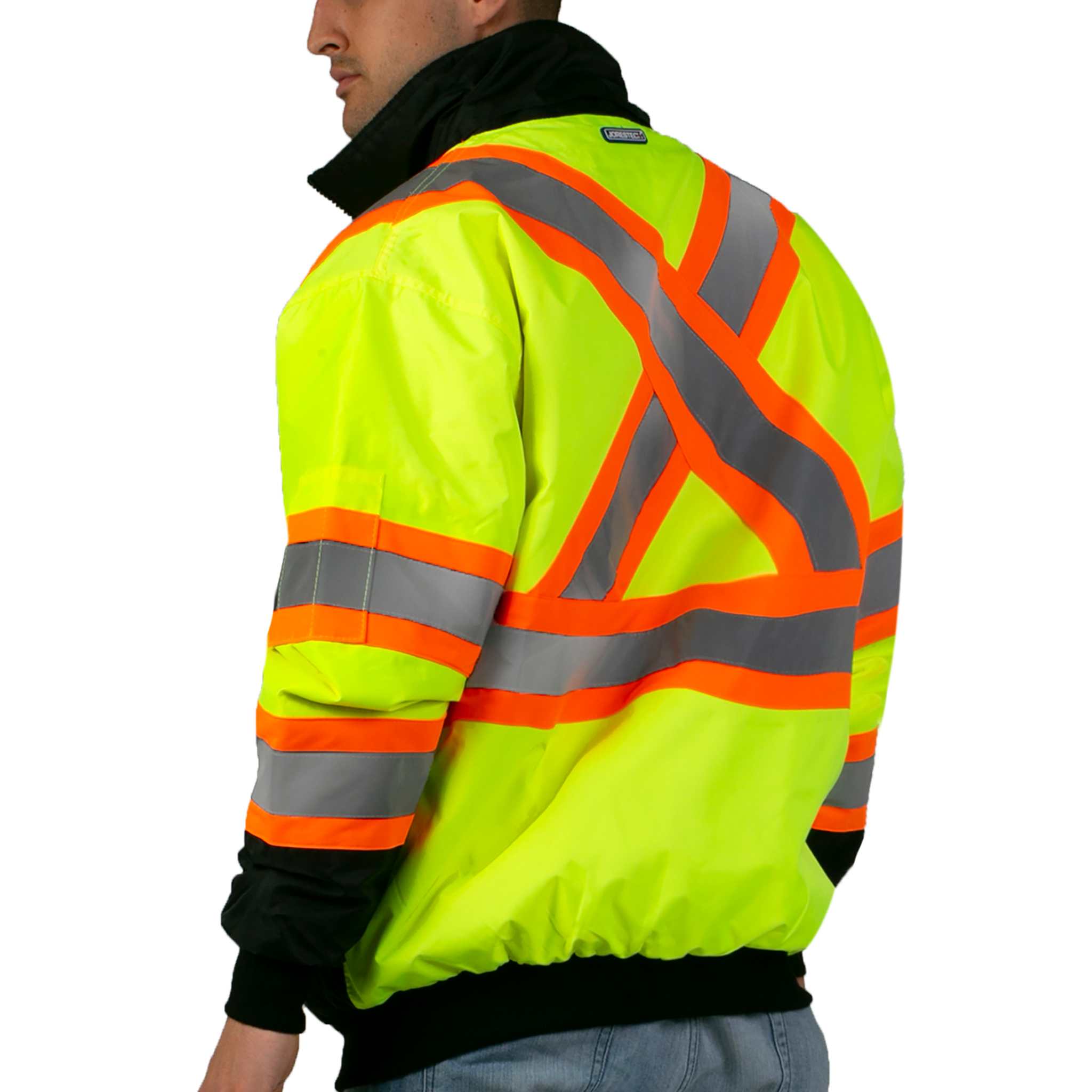 Hi-Vis X-Back Two-Tone Safety Bomber Jacket with Reflective Stripes