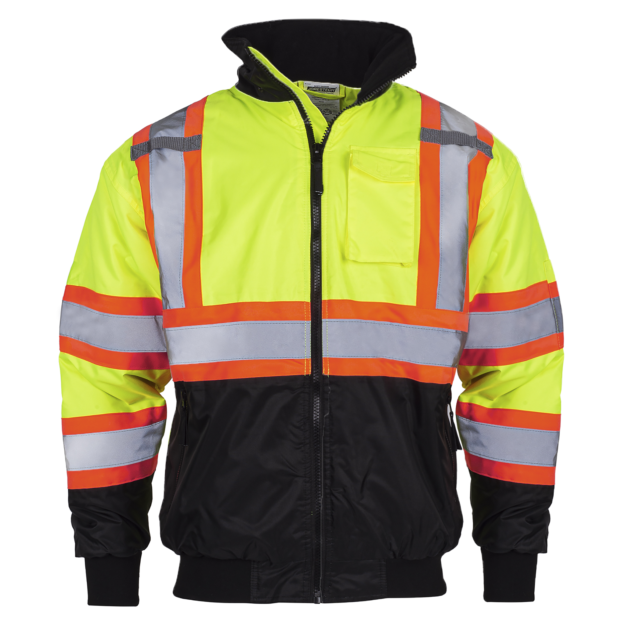 Hi-Vis X-Back Two-Tone Safety Bomber Jacket with Reflective Stripes