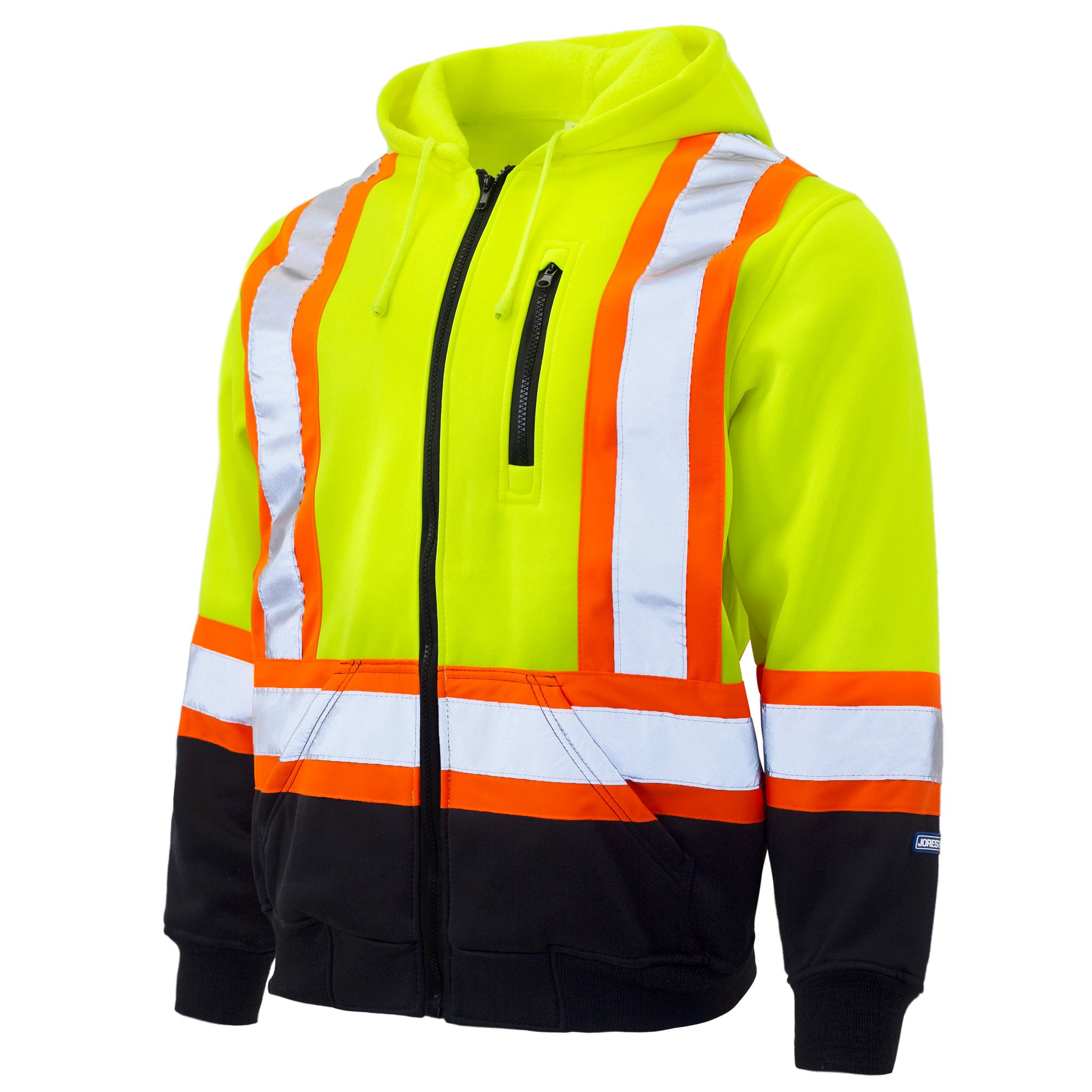 Hi-Vis Two Tone Safety Hooded Sweatshirt with Reflective Stripes
