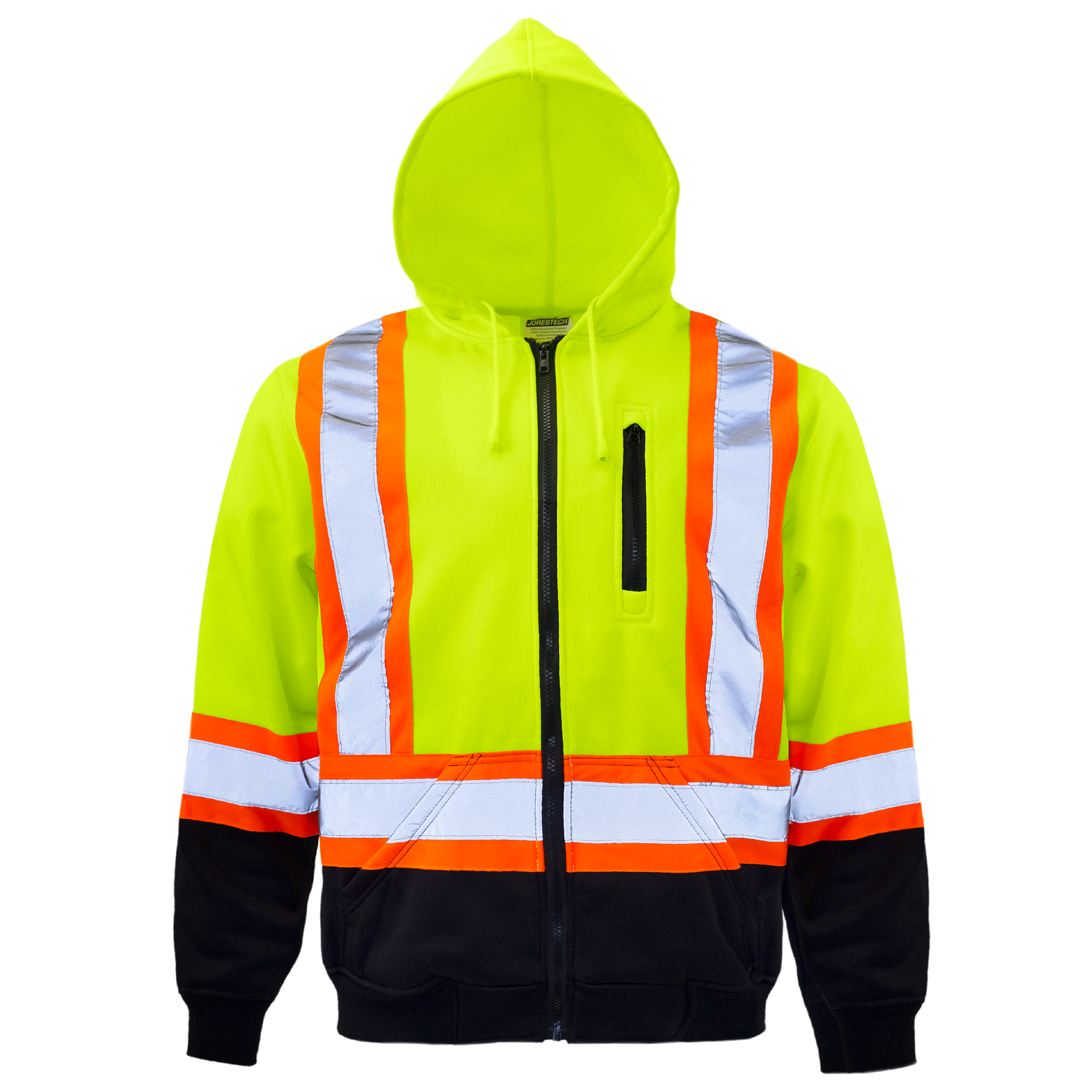 Hi-Vis Two Tone Safety Hooded Sweatshirt with Reflective Stripes