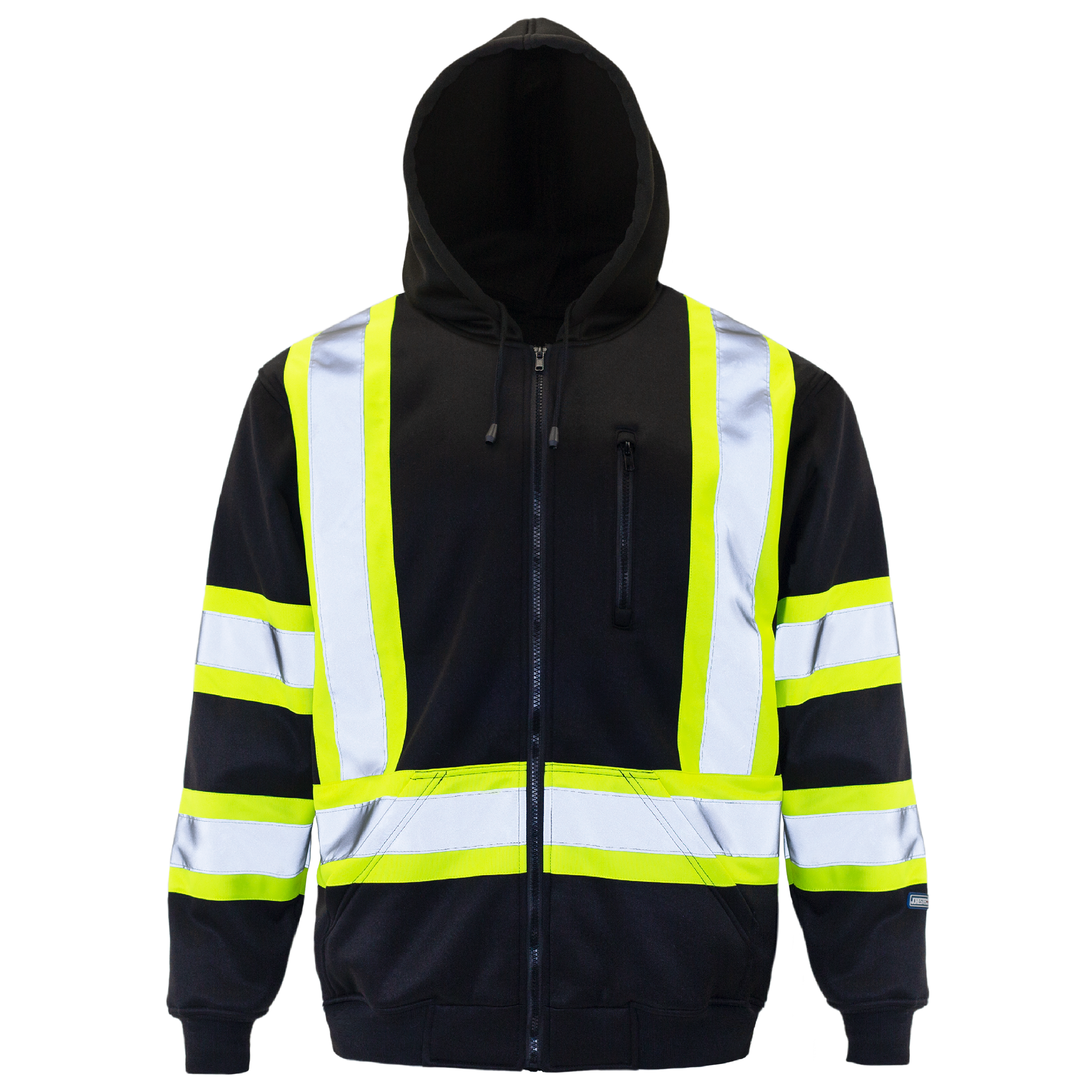 Hi-Vis Two Tone Safety Hooded Sweatshirt with Reflective Stripes