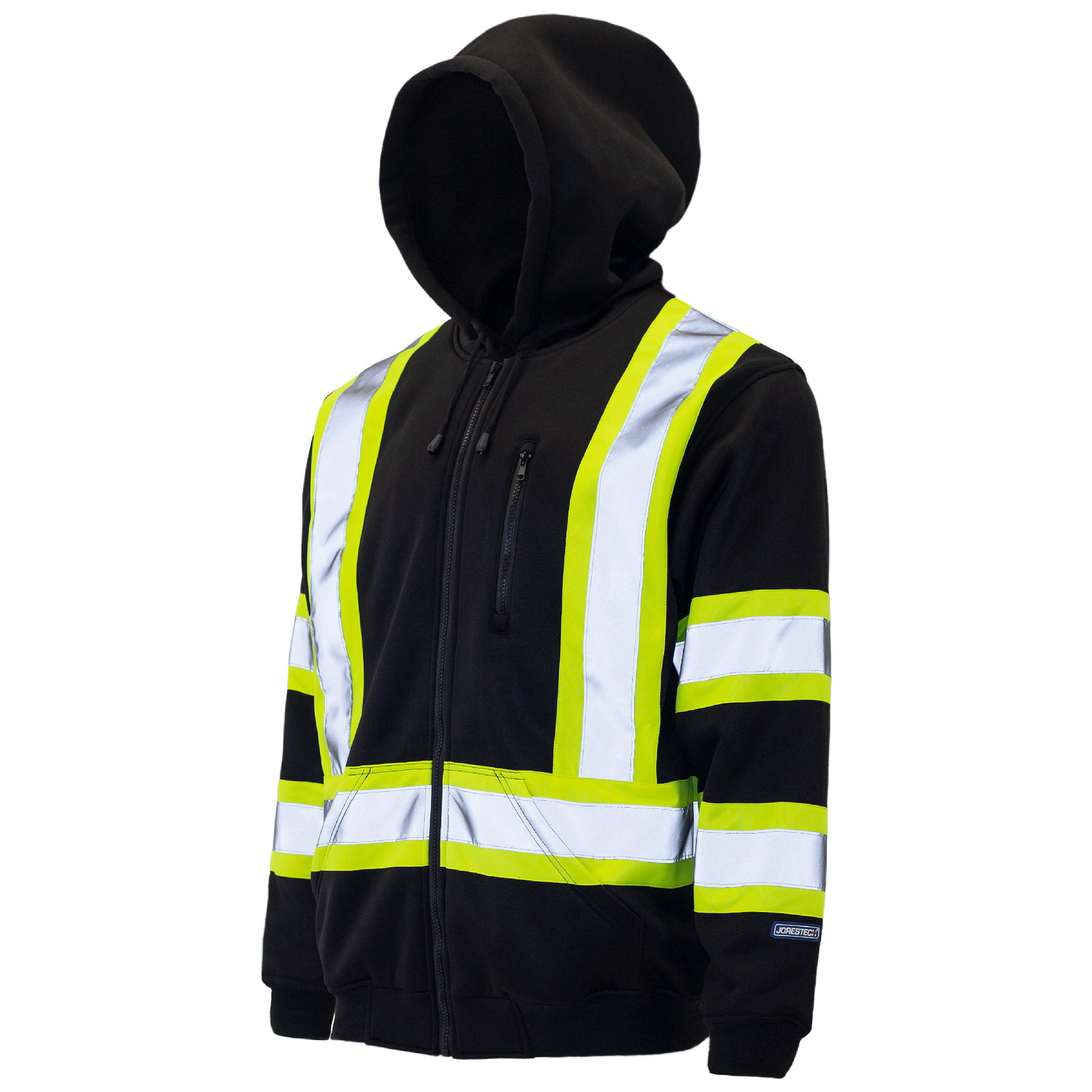 Hi-Vis Two Tone Safety Hooded Sweatshirt with Reflective Stripes