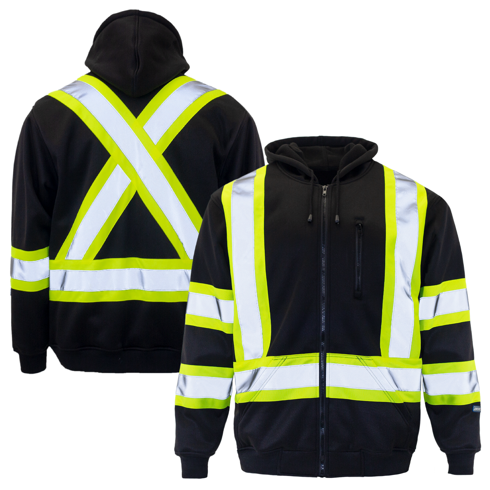 Hi-Vis Two Tone Safety Hooded Sweatshirt with Reflective Stripes