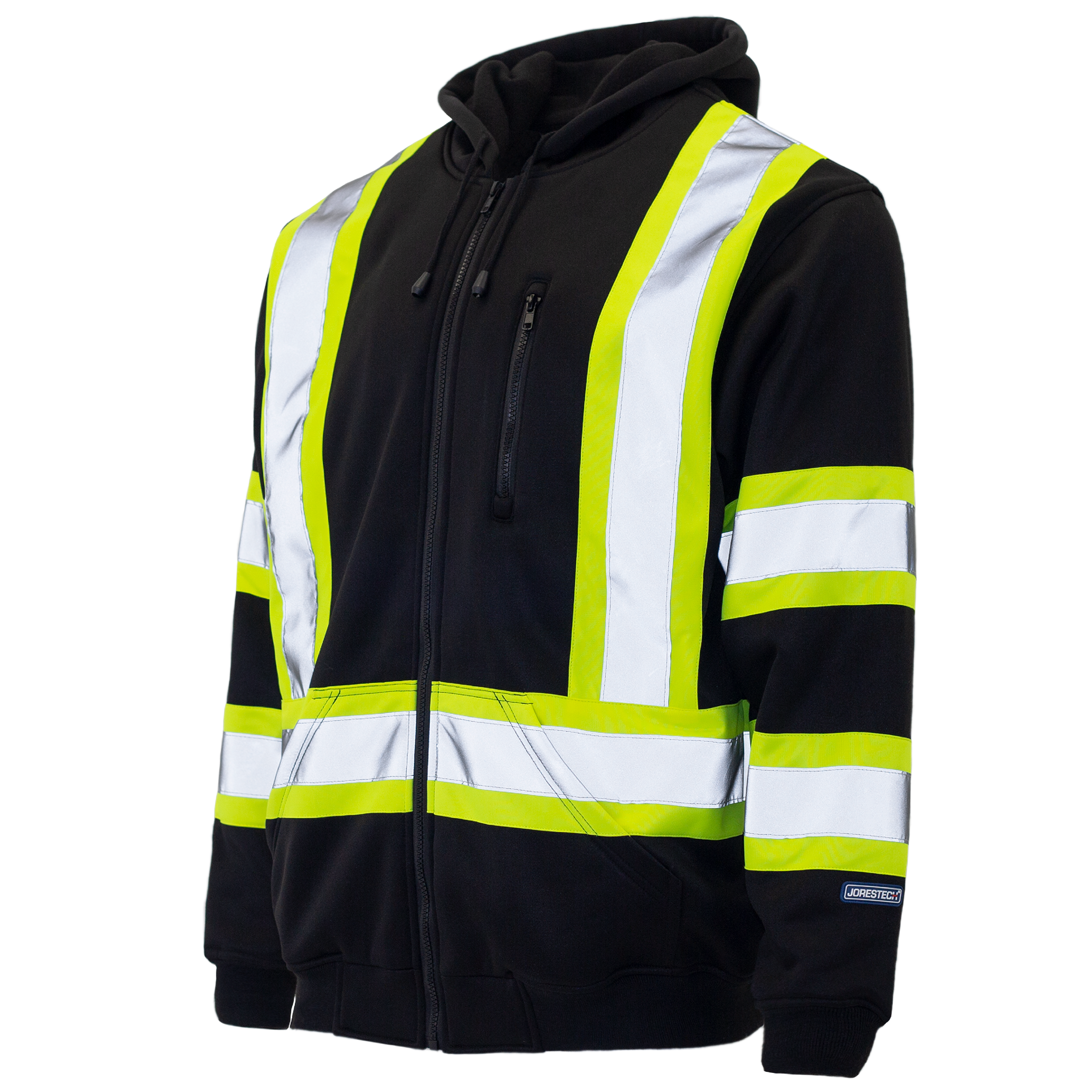 Hi-Vis Two Tone Safety Hooded Sweatshirt with Reflective Stripes