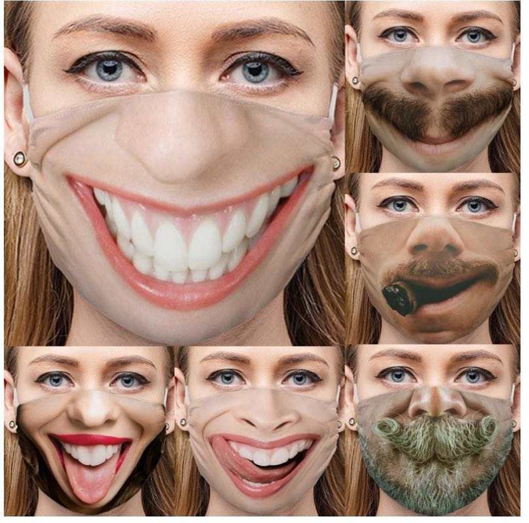 3D Print Funny Half Face Mask Funny Mask Party Face Mask Breathable Face Mask Washable Face Mask Funny Face Cover Novelty Face Mask