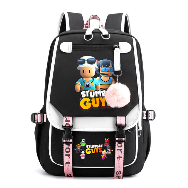 Stumble Guys Waterproof Backpack School Notebook Travel Bags USB Charging