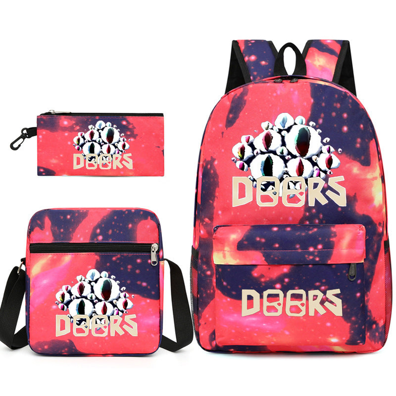 Roblox Doors Printed Schoolbag Backpack Shoulder Bag Pencil Bag 3pcs set for Kids Students