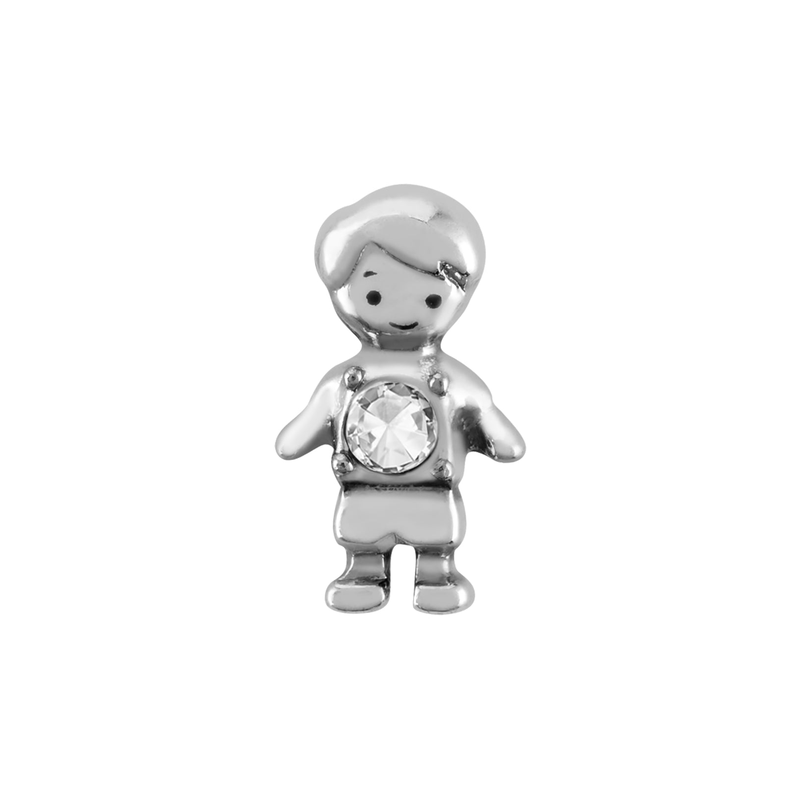 Silver Boy with Crystal Charm