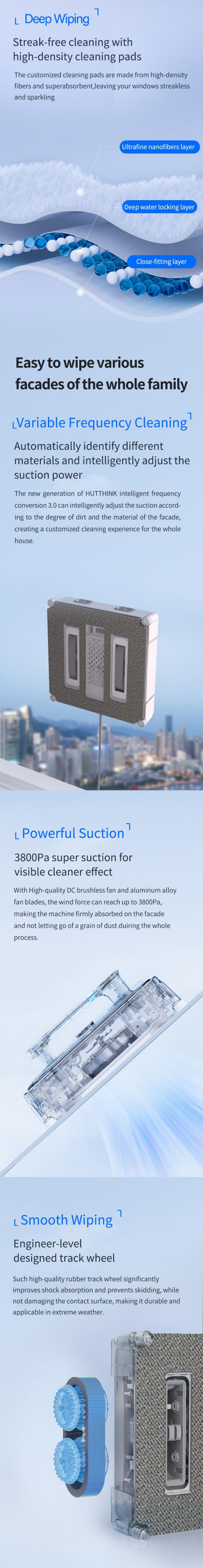 Panoramic transparent Xiaomi HUTT W9 window cleaning robot 4 nozzles spray water, intelligent and environmentally friendly