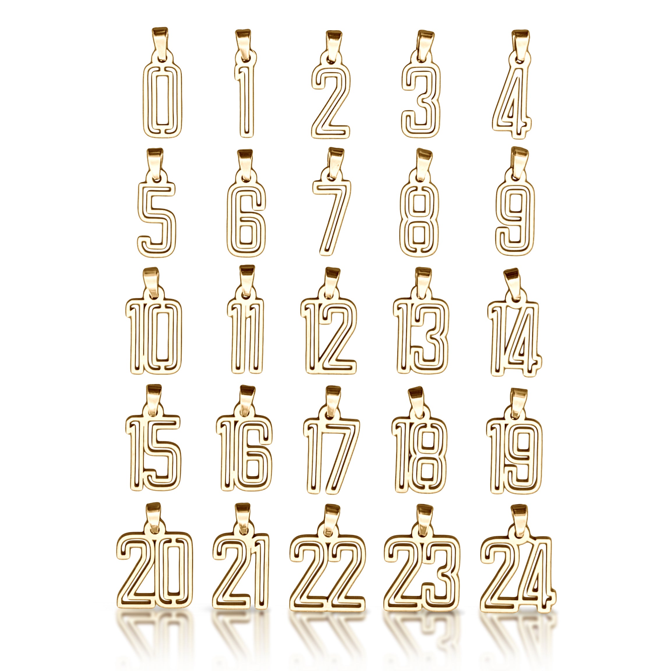 Varsity Number Pendant With Chain Necklace - 14K Gold Plated Stainless Steel