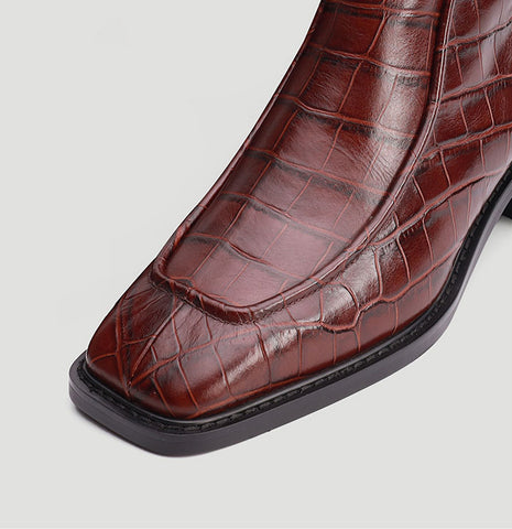 Nuheel® Ankle & Bootie Nuheel Leather Vintage Crocodile Pattern Booties For Women Brown 11 -Nuheel Sales 2022 11 6e61c805 50f1 4b8a 8b62