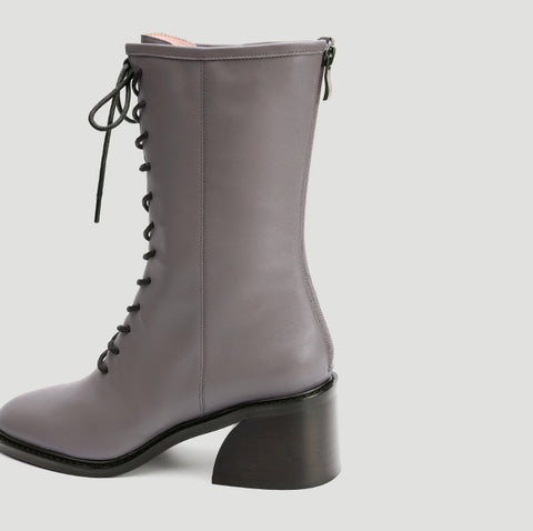 Nuheel® Nuheel Leather Thick-Heeled Martin Boots Combat Boots Women Gray 11 -Nuheel Sales 2022 12 cd039e93 1837 4c79 a933