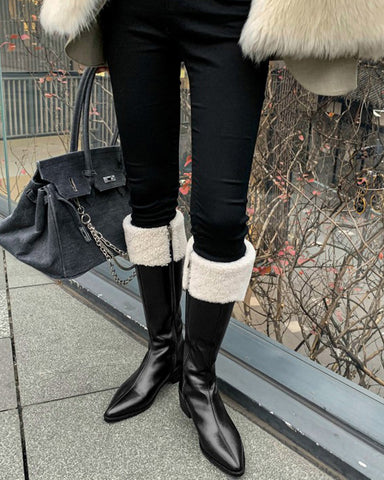 Nuheel® High Boots Nuheel Snow Boots Women Calf Boots Mid Heel Pointed Head Side Zipper Cowhide Thick Heel -Nuheel Sales 2022 45 d50d953e c5c9 47dd 9aa2