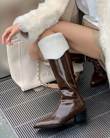 Nuheel® High Boots Nuheel Snow Boots Women Calf Boots Mid Heel Pointed Head Side Zipper Cowhide Thick Heel 21 Nuheel® High Boots Nuheel Snow Boots Women Calf Boots Mid Heel Pointed Head Side Zipper Cowhide Thick Heel -Nuheel Sales 2022 56 1008a5e1 7f52 4571 9c72