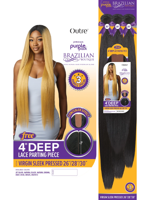 Outre Premium Purple Pack Brazilian Boutique Weave - VIRGIN SLEEK PRESSED 26