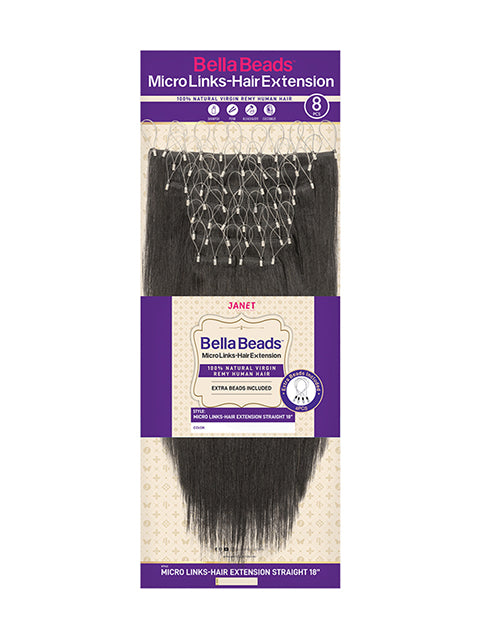 Janet Collections BellaBeads Micro Links Hair Extension Straight (8pcs)- 18 