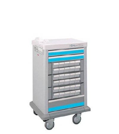 Waterloo Industries Medication Cart Heavy-Duty Steel 23 X 27 X 46 Inch, Pull-out Shelf, Drawer Height: 3 Inch Full Size Drawer, 3 Inch Full Size Drawer, 6 Inch Full Size Drawer - M-1040490-3903 | Each