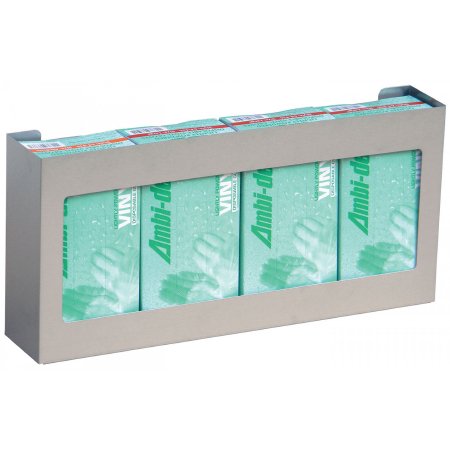 Omnimed Glove Box Holder Wall Mounted 4-Box Capacity Silver Stainless Steel - M-1102345-3700 | Each