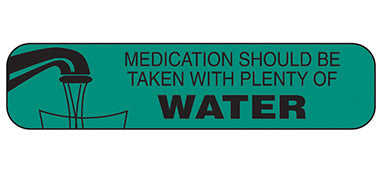 Medication Should be Taken with Plenty of Water Labels H-2005-15955