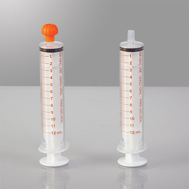 NeoMed Oral Dispensers with Tip Caps, 12mL, Clear/Amber Markings, 25 Pack H-19414CA-01-16568