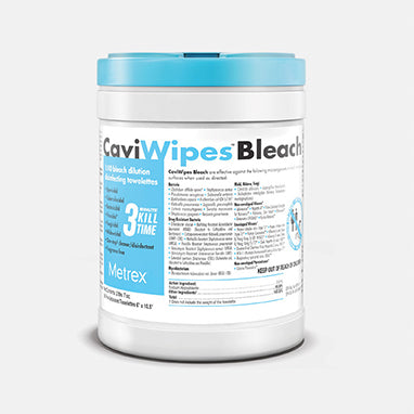 CaviWipes? Bleach Surface Disinfectant Wipes, 6 x 10, Canister, Case H-20416-31-14628
