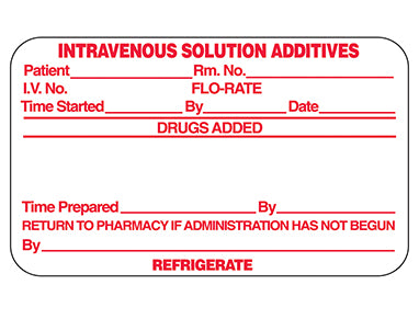 Intravenous Solution Additives Labels H-2302-13163