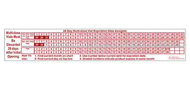 28-Day Multi-Dose Vial Expiration Date Assigner Labels H-18511-13100