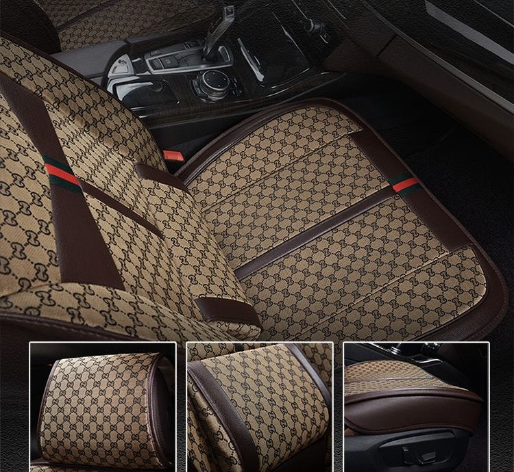 Luxury Gucci Monogram Signature Beige Pattern Car Seat Covers Full Set -  Mugteeco