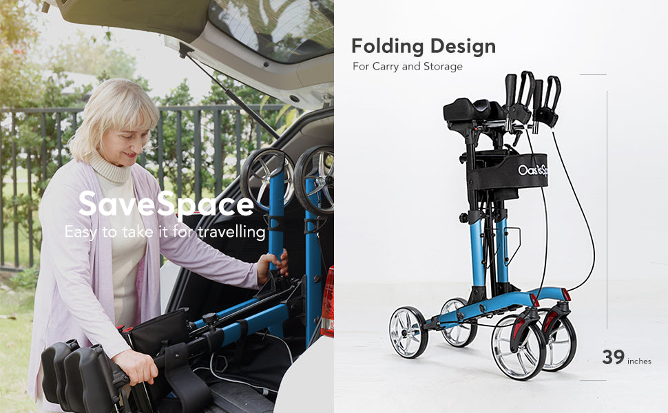 OasisSpace 450LBS Capacity Heavy Duty Stand up Walker -Blue