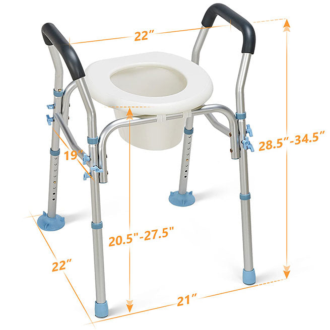 Adjustable Height  Raised Toilet Seat with Arms