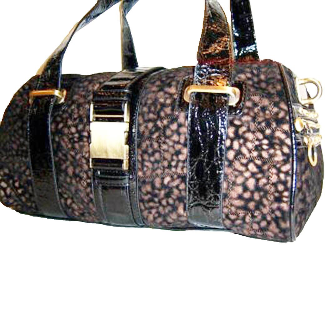 animal print Croc metal lock zip burgundy red suede L shoulder bag purse designer inspired