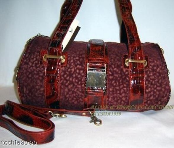 animal print Croc metal lock zip burgundy red suede L shoulder bag purse designer inspired