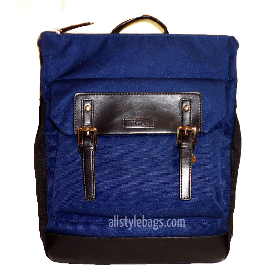 Color block Canvas School Backpack blanc blue navy Laptop tablet Sport Bag