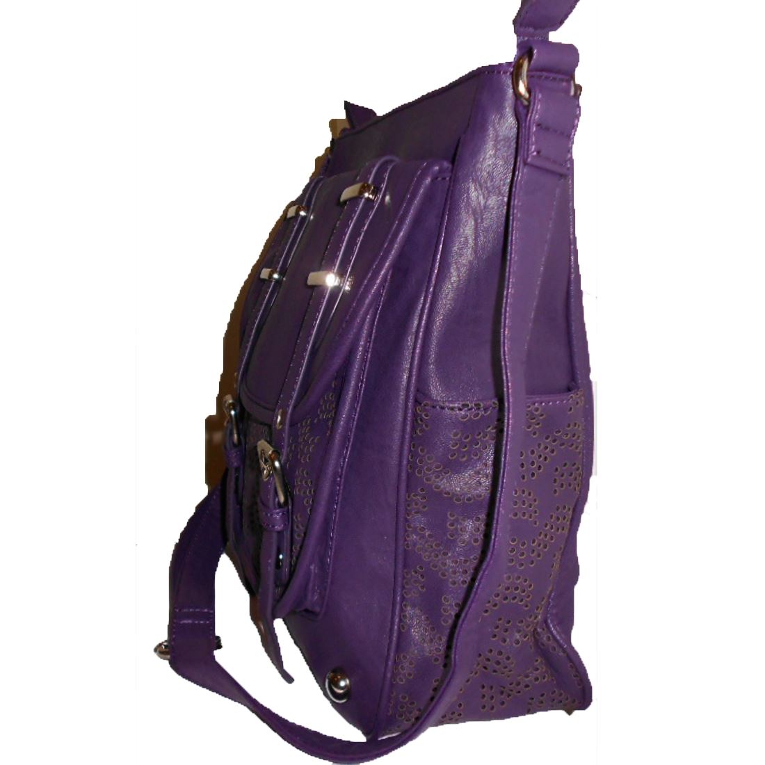 Designer inspired flap over pockets Cross-body  messenger Bag purple belt