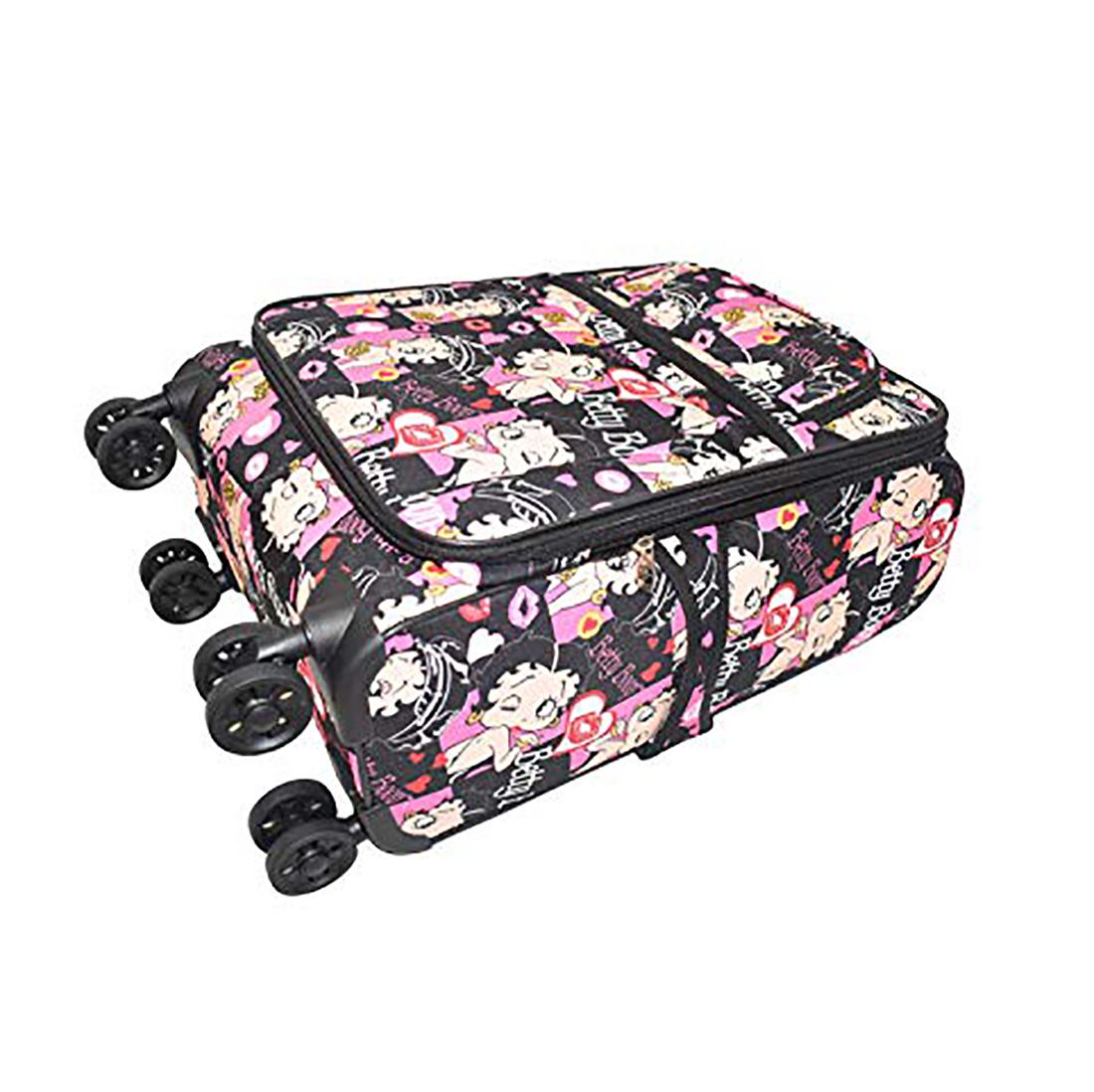 Betty Boop 3pcs Set Luggage 4 pairs rolling Spinning Wheels canvas black kick