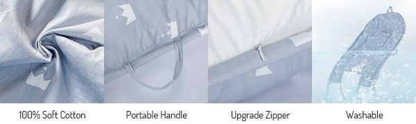 100% Soft Cotton, Portable Handle, Upgrade Zipper, Washable