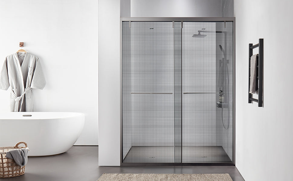 GETPRO Shower Door Laminated Glass with Stylish Mesh Fabric Pattern, U ...