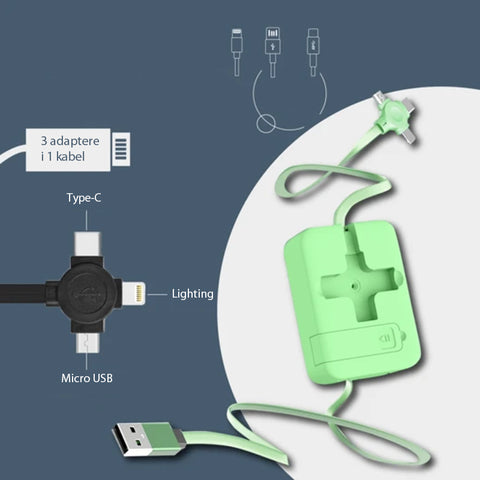 Three-in-one Telescopic Data Cable