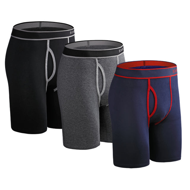 3 Pieces Long Leg Underwear Boxer Cotton Made For Men