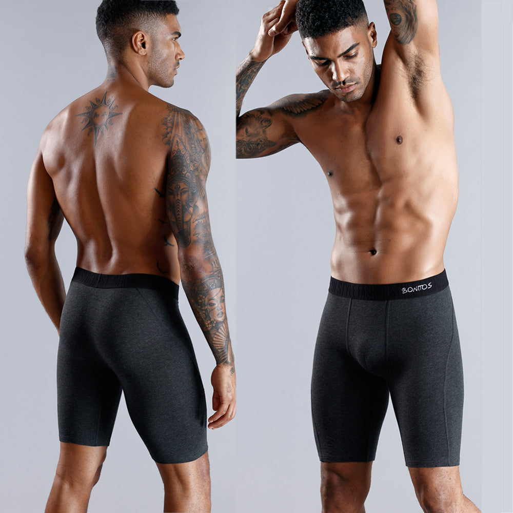 3 Pieces Long Leg Underwear Boxer Cotton Made For Men