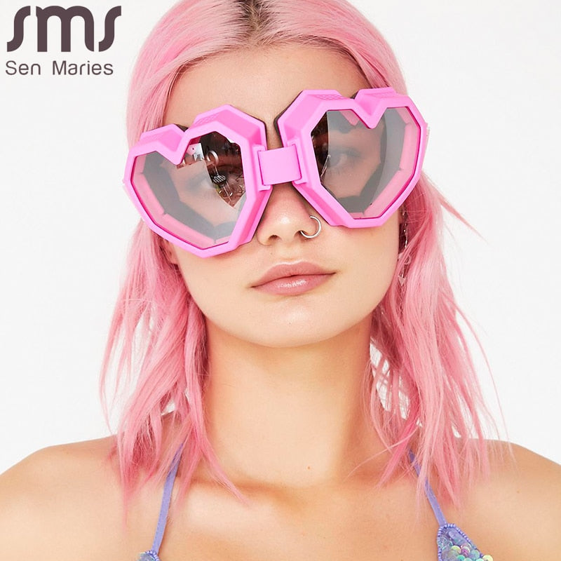 Heart Shaped Women Sunglasses Oversized Gradient Lens Brand Designer Eyeglass