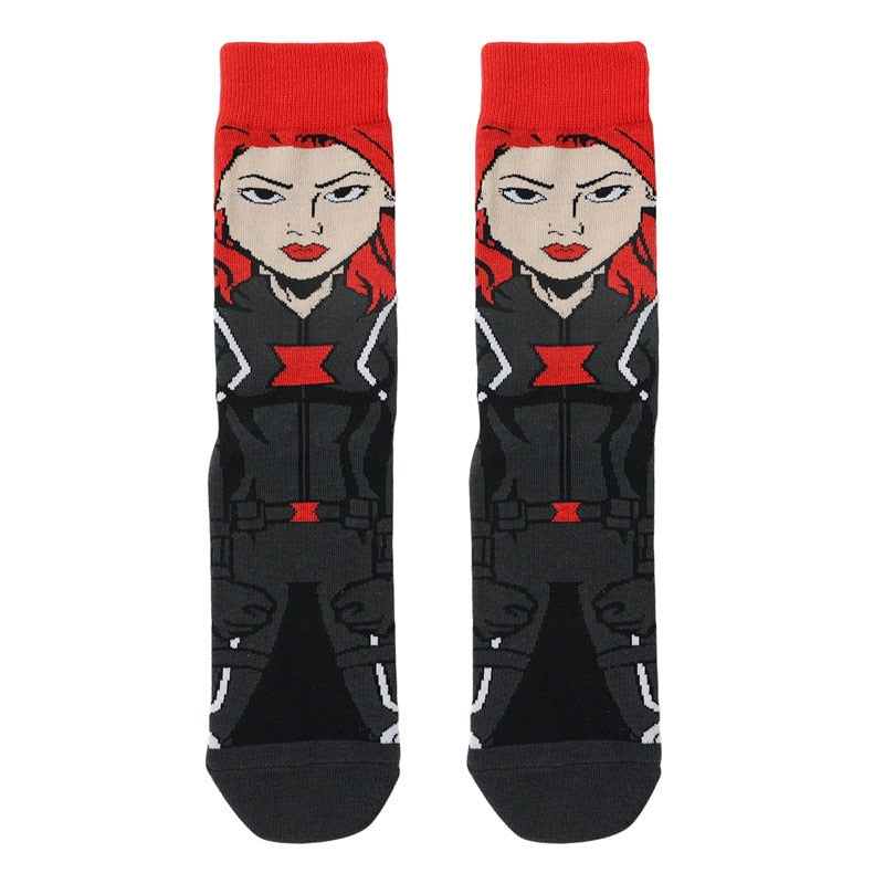 Pair of Knee-high Marvel Print Socks for Men and Women Cartoon Character Adult Socks