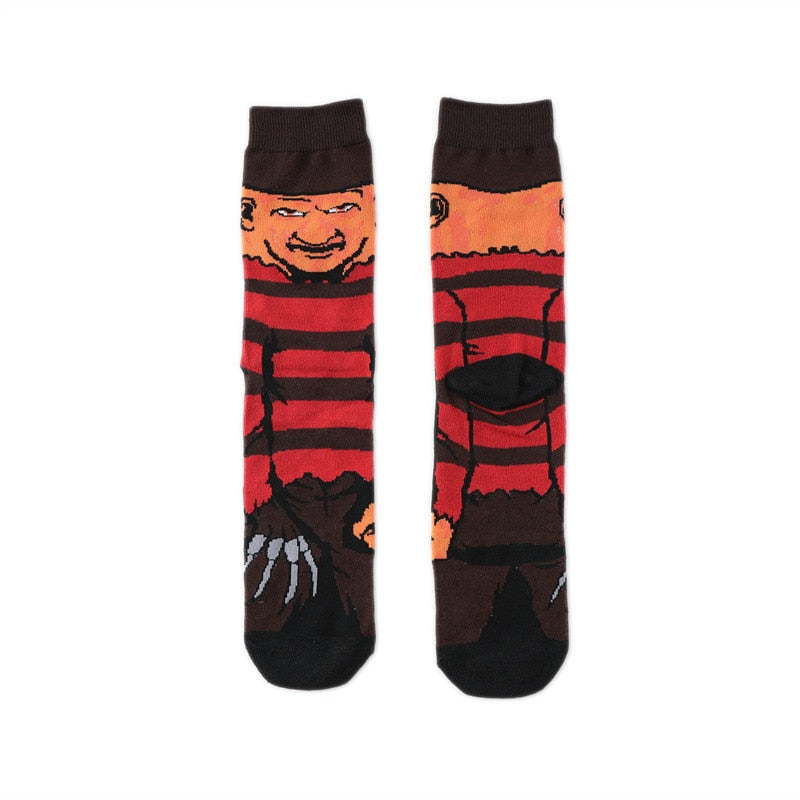 Pair of Knee-high Marvel Print Socks for Men and Women Cartoon Character Adult Socks