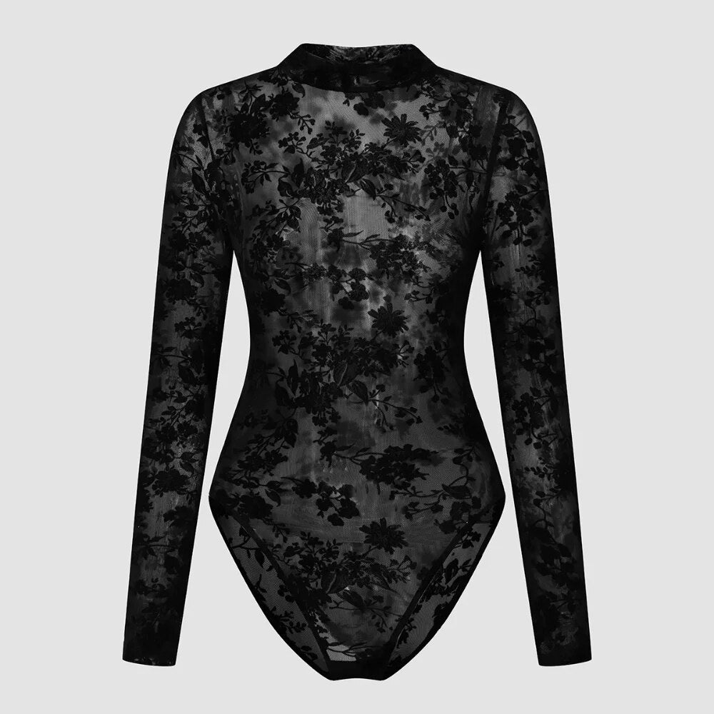 Women Lace Bodysuit Playsuit Romper Thin Sexy Clothing Nightclub Overalls Jumpsuit