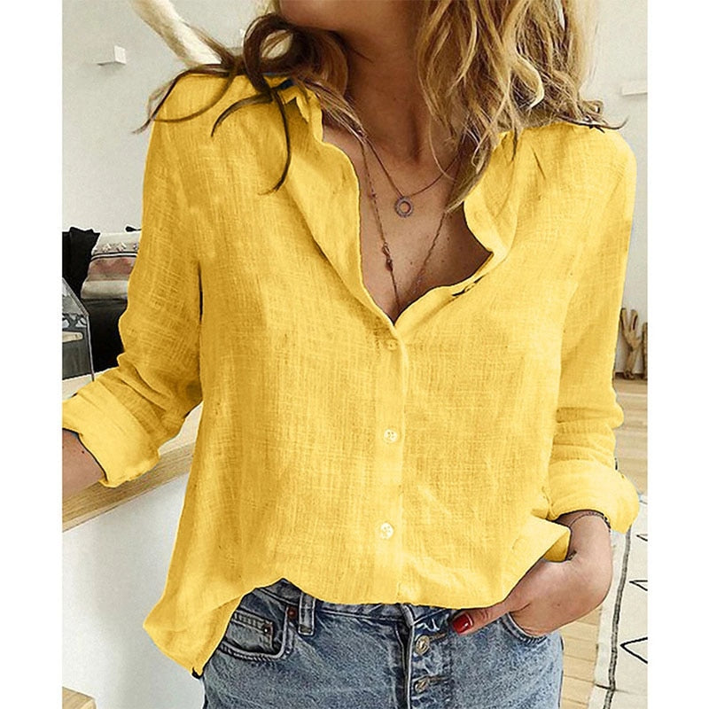 Women Shirts Top Loose Long Sleeve Blouse