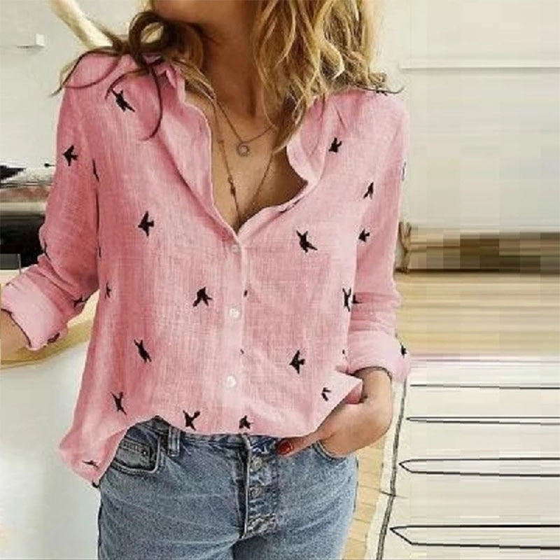 Women Shirts Top Loose Long Sleeve Blouse