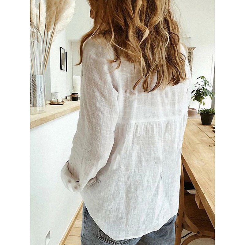 Women Shirts Top Loose Long Sleeve Blouse