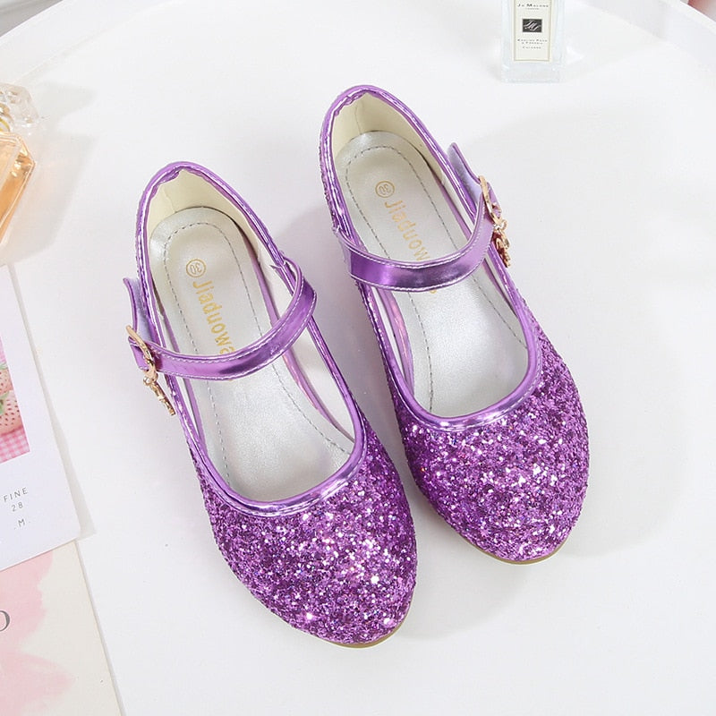 Girls Leather Shoes High Heels | Pu Leather Shoes Girls Party | Purple Shoes Kid Party
