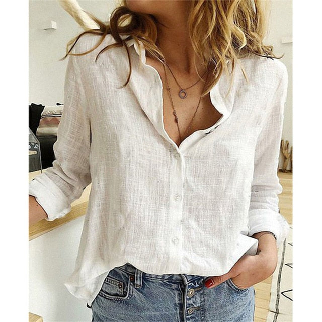 Women Shirts Top Loose Long Sleeve Blouse